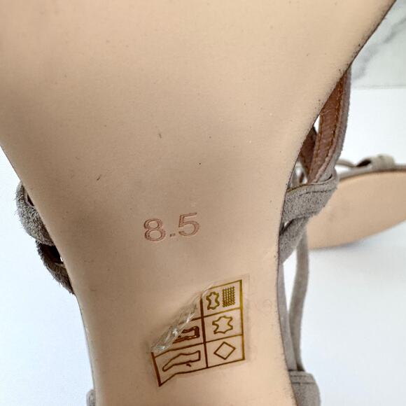 Jeffrey Campbell Womens Despina Sandals Size 8.5 Suede Strappy Fringe Boho Taupe - Picture 9 of 11